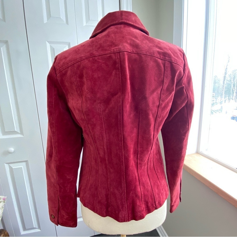 Vintage Alice Blue Burgundy Suede Jacket Size M - Picture 6 of 12